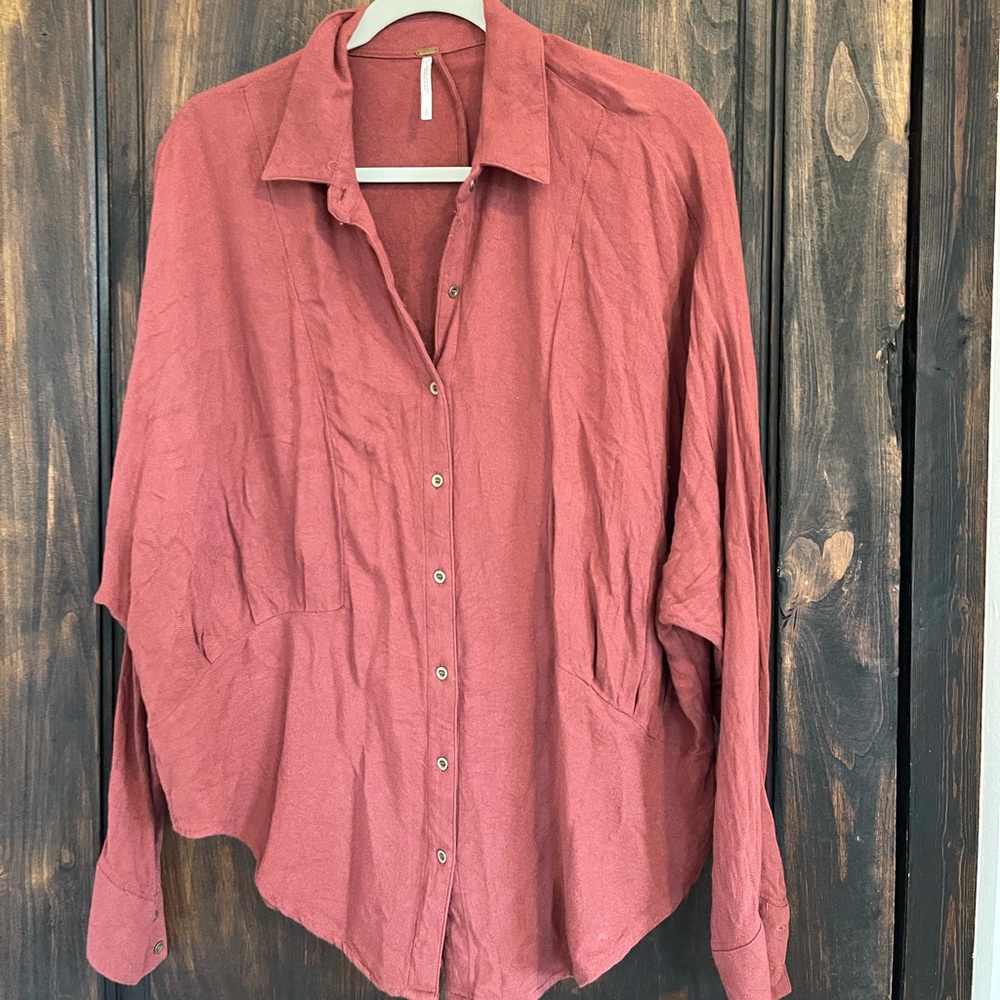 FREE PEOPLE Rust button down